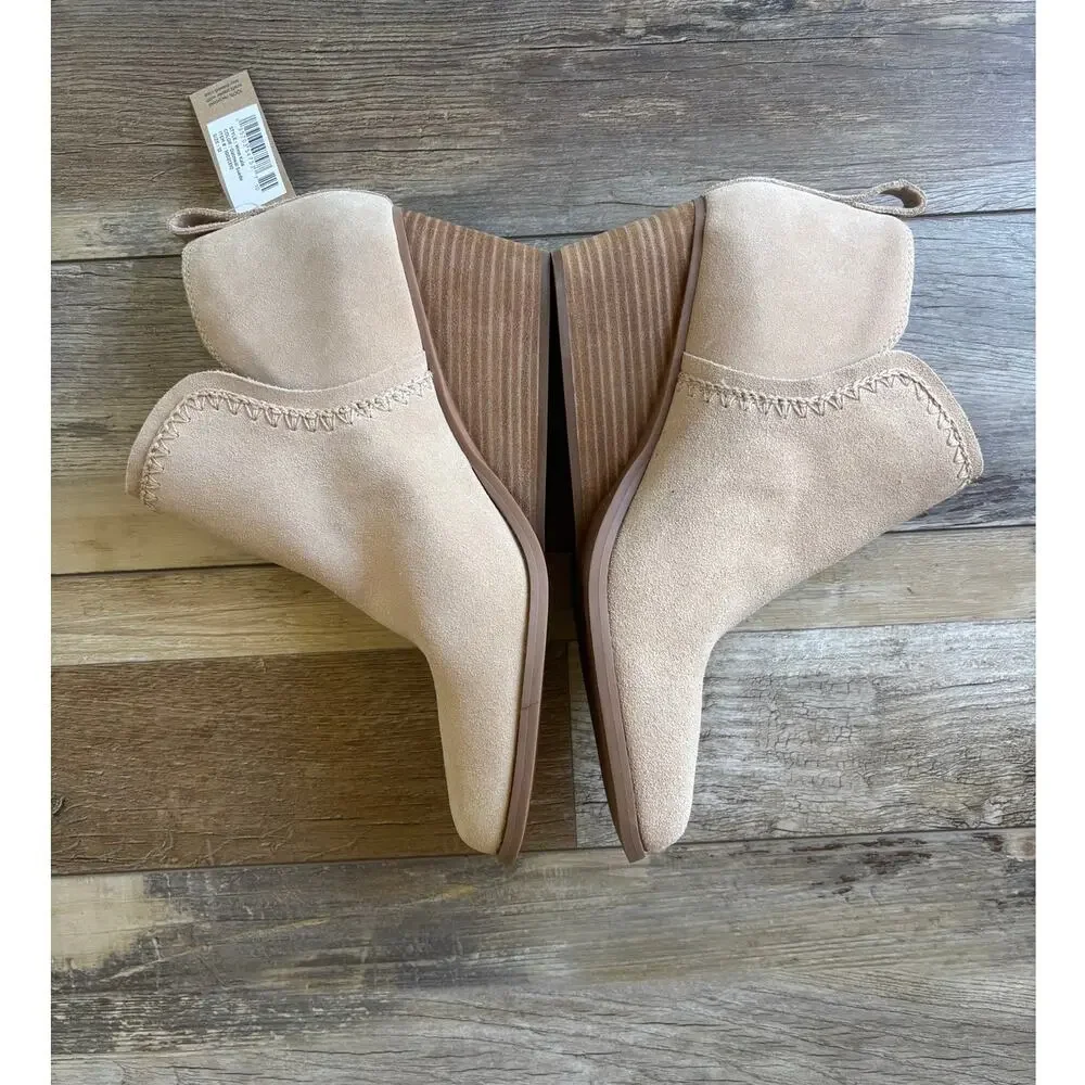 TOMS Kaia Wedge Booties Women’s Size 12 Oatmeal Suede Leather Ankle Boots NWT